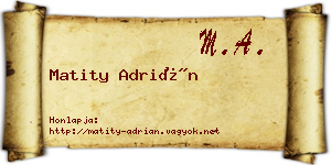Matity Adrián névjegykártya